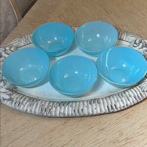 Blue Glass Cereal/Desert Bowls (5)